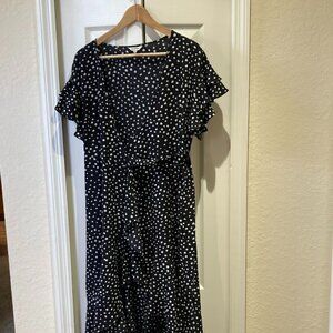 Max Studio Women's Ruffled Polka Dot Wrap Midi Dress XS
